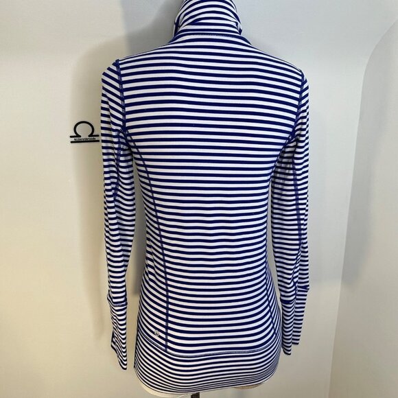 Lululemon Rare‎ In Stride Jacket Blue White Stripe - Picture 4 of 6